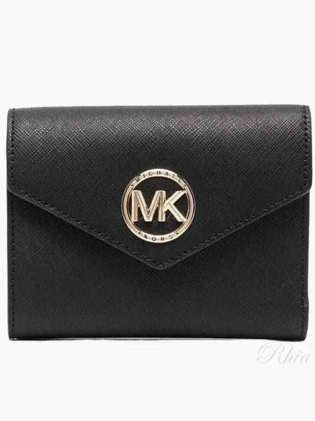 Carmen Medium Saffiano Leather Tri-Fold Half Wallet Black - MICHAEL KORS - BALAAN 2