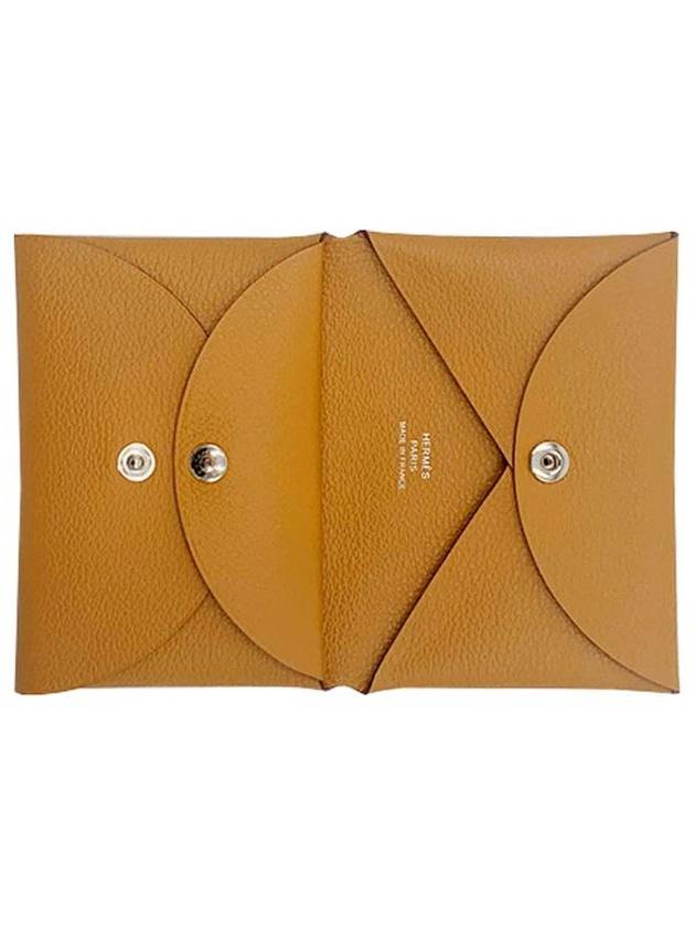 Calvi Duo Compact Card Wallet Caramel - HERMES - BALAAN 1