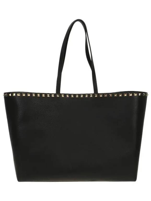 Women's Rockstud Leather Tote Bag Black - VALENTINO - BALAAN 2