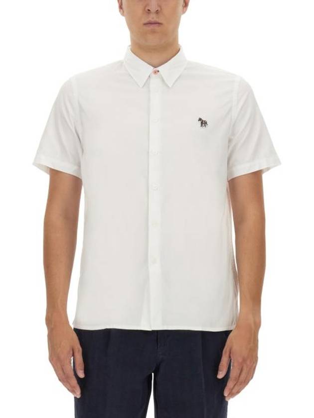 Zebra Patch Casual Fit Short Sleeve Shirt White - PAUL SMITH - BALAAN 4