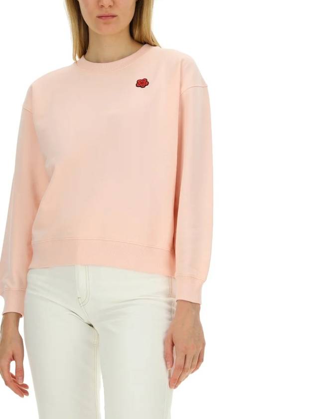 Boke Flower Embroidery Crew Neck Sweatshirt Pink - KENZO - BALAAN 3