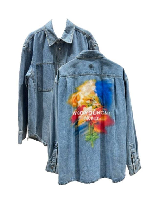 Men s Swaying Flower Denim Long Sleeve Shirt Blue - WOOYOUNGMI - BALAAN 2