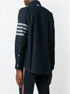 Men's Diagonal Solid Flannel Long Sleeve Shirt Navy - THOM BROWNE - BALAAN 4