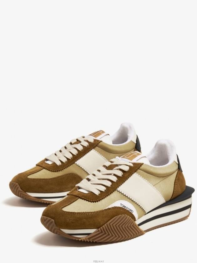 Logo James Panel Low Top Sneakers Brown - TOM FORD - BALAAN 3