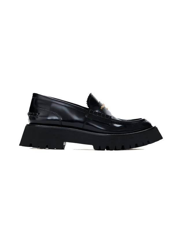 Carter Rug Gold Logo Leather Loafers Black - ALEXANDER WANG - BALAAN 1