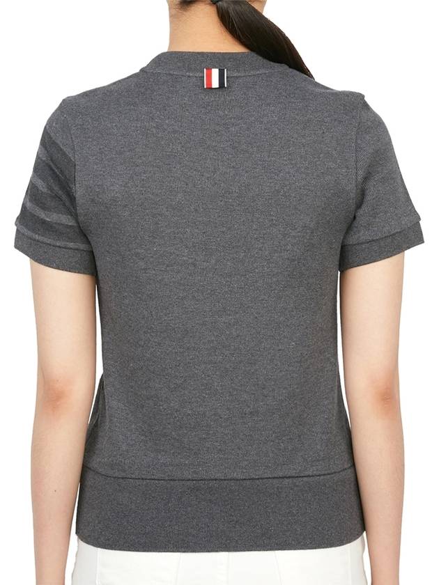 Diagonal Armband Cotton Short Sleeve Knit Top Grey - THOM BROWNE - BALAAN 7