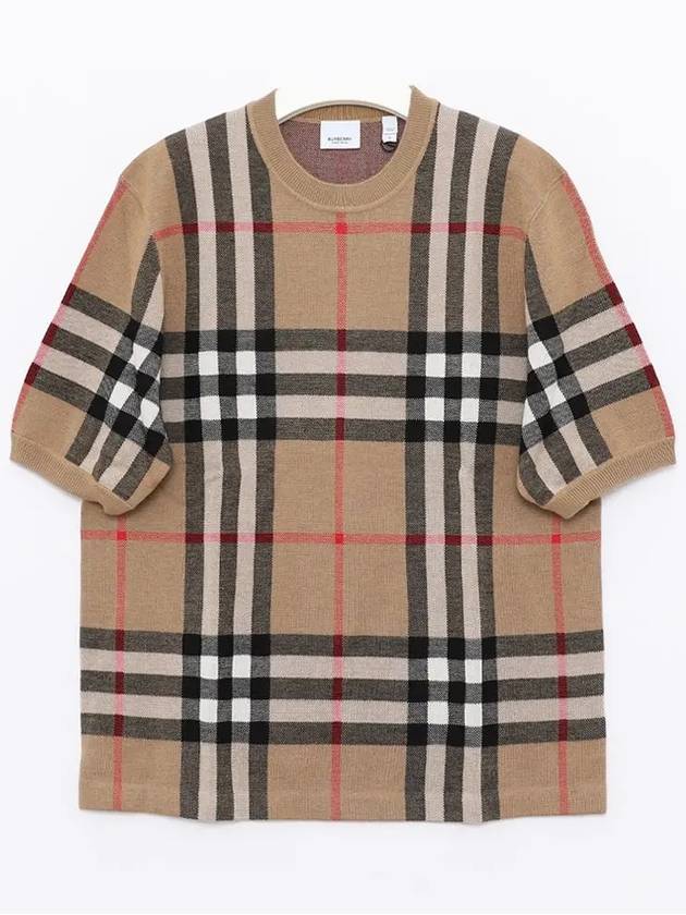 Men's Jacquard Check Pattern Silk Wool Knit Top Beige - BURBERRY - BALAAN 4