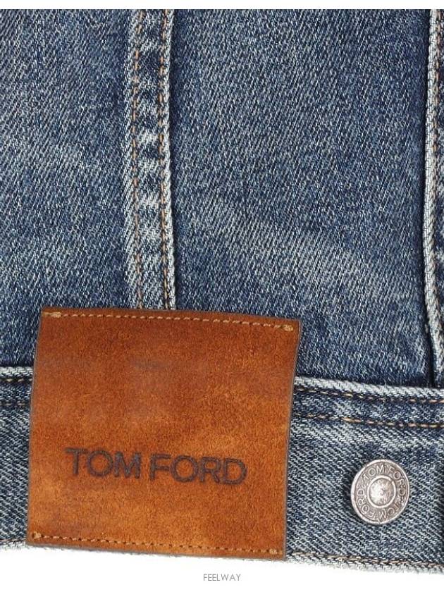 Classic Logo Tab Flap Pocket Denim Jacket Blue - TOM FORD - BALAAN 7