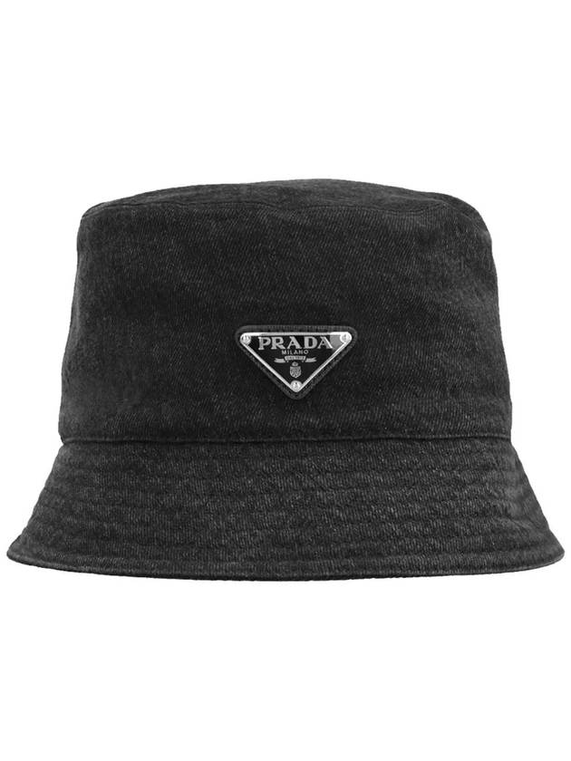 Triangle Logo Denim Bucket Hat Black - PRADA - BALAAN 2