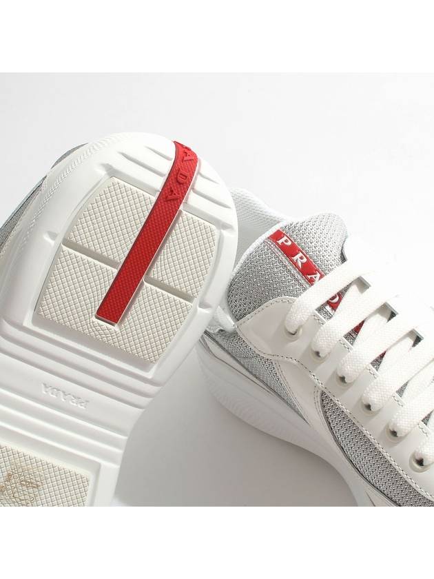 America's Cup Low Top Sneakers Silver White - PRADA - BALAAN 5