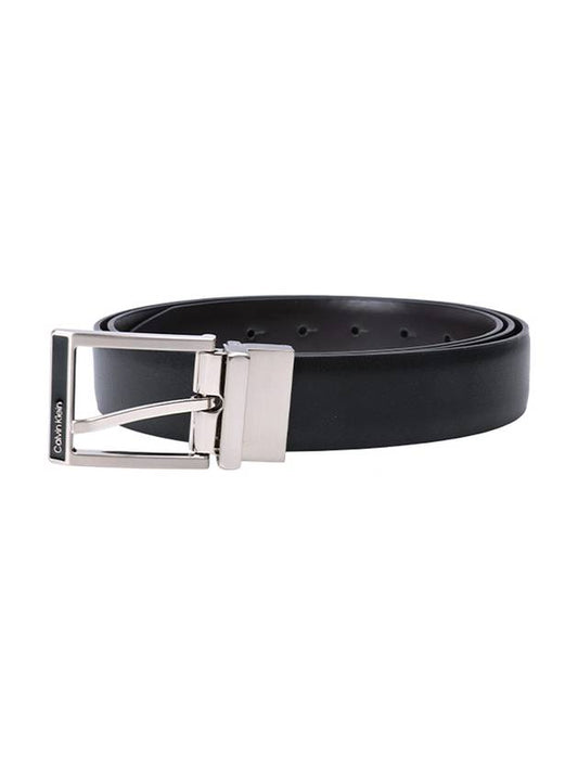 2 Buckle Nappa Leather Belt Black - CALVIN KLEIN - BALAAN 1