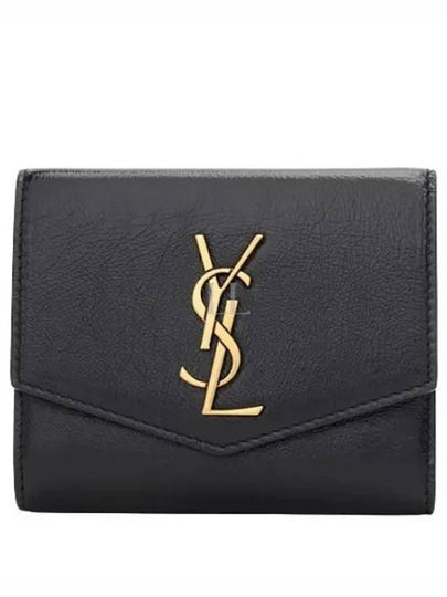 Uptown Compact Leather Wallet Black - SAINT LAURENT - BALAAN 2