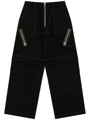 Cotton Twill Cargo Wide Pants Black - MONTSENU - BALAAN 1