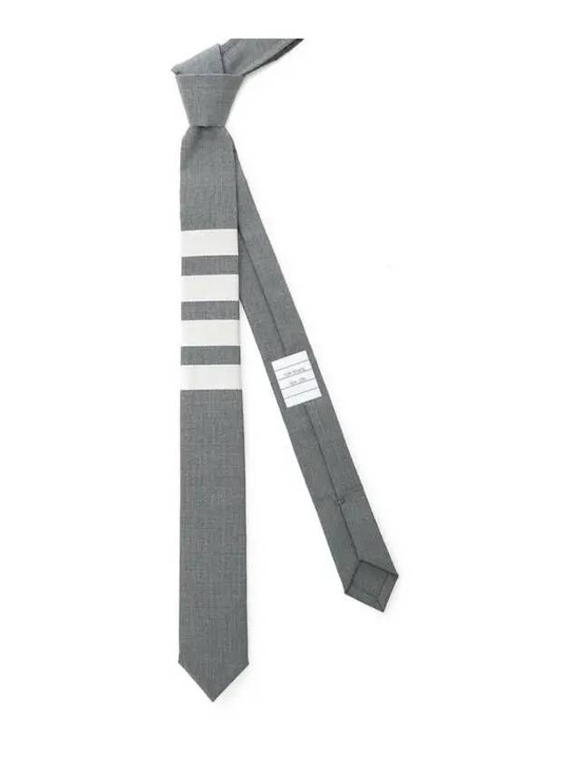 4-Bar Plain Wool Tie Grey - THOM BROWNE - BALAAN 2