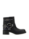 Vintage Look Leather Middle Boots Black - MIU MIU - BALAAN 1