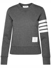 Engineered 4 Bar Stripe Loopback Jersey Knit Crewneck Sweatshirt Dark Grey - THOM BROWNE - BALAAN 3