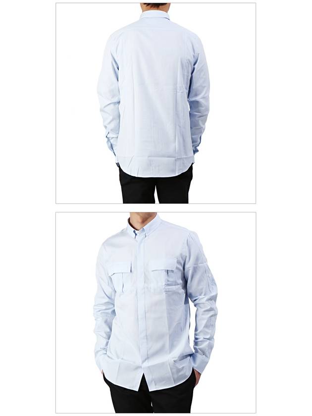 Men's Two Pocket Long Sleeve Shirt Light Blue - BALMAIN - BALAAN 4