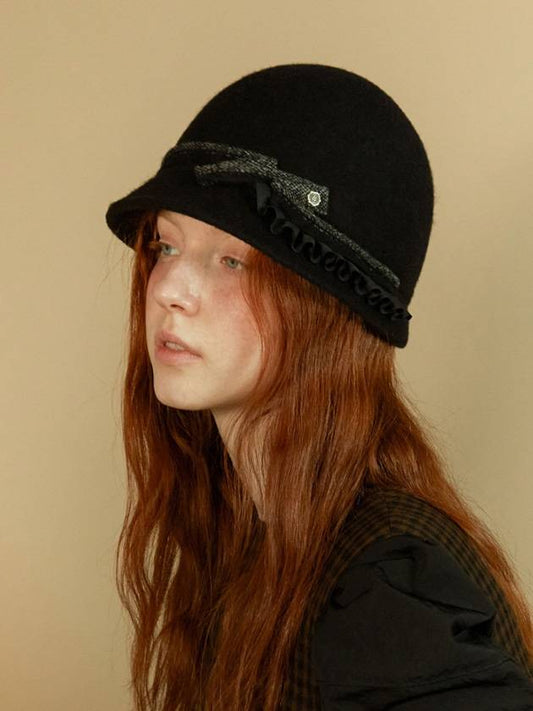 Frill Cloche Black - BROWN HAT - BALAAN 2