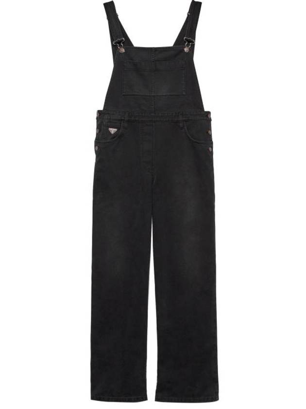 Triangle Logo Denim Jumpsuit Black - PRADA - BALAAN 1