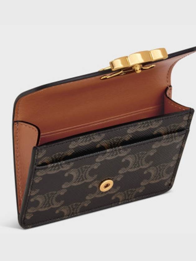 Triomphe Canvas Flap Card Holder Tan Brown - CELINE - BALAAN 8