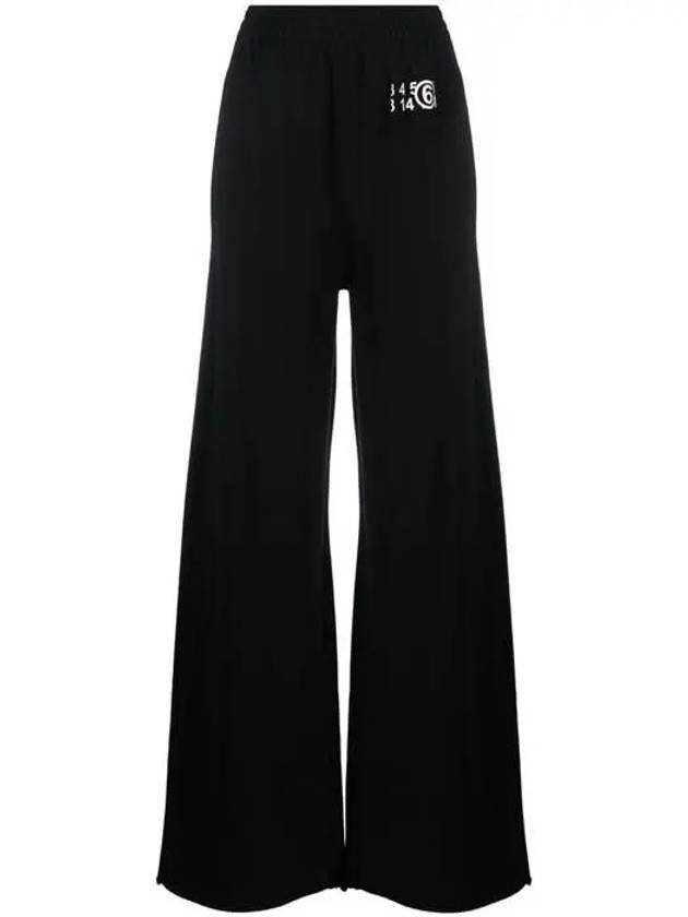 Number Zoom Logo Cotton Wide Pants Black - MAISON MARGIELA - BALAAN 1