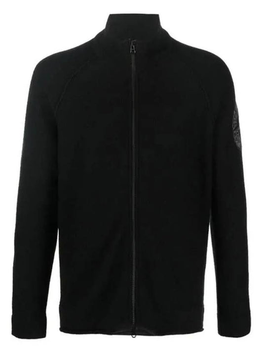 Lambswool Embroidered Full Zip Cardigan Black - STONE ISLAND - BALAAN 2