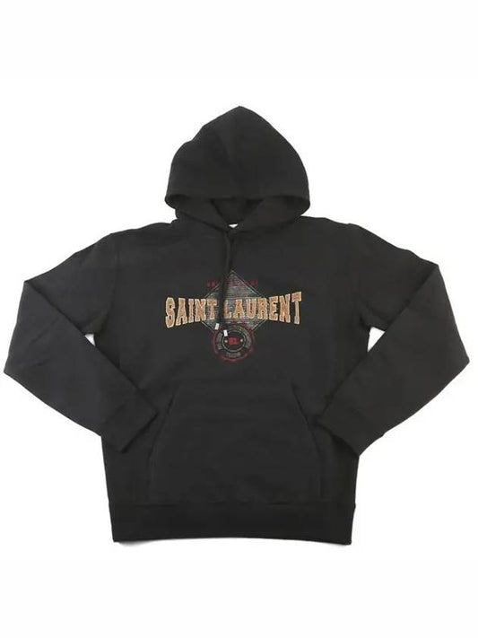 Women's University of Logo Graphic Hooded Top Black - SAINT LAURENT - BALAAN.