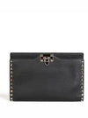 Rockstud Flap Clutch Bag Black - VALENTINO - BALAAN.