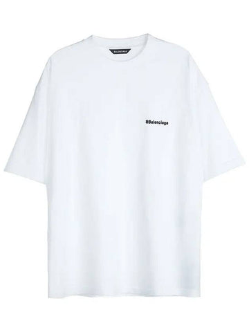 Embroided Logo Short Sleeve T-Shirt White - BALENCIAGA - BALAAN 1