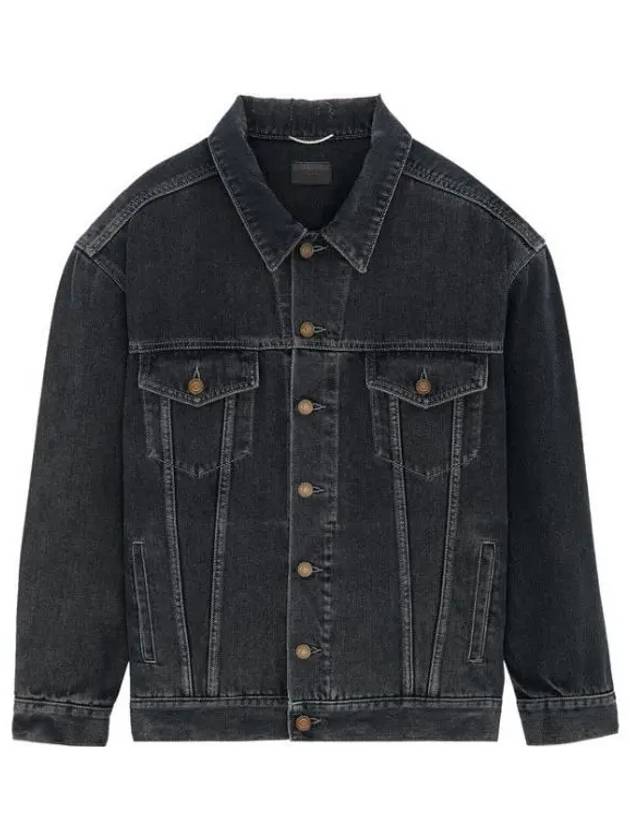 Egg Shape Denim Jacket Dark Blue Black - SAINT LAURENT - BALAAN 2