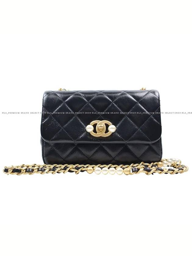 Pearl Mini Flap Bag Black Gold AS3000 - CHANEL - BALAAN 3