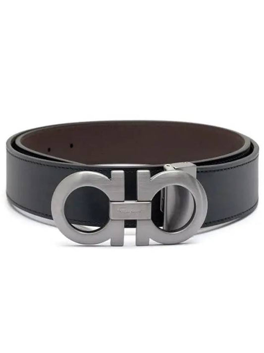 Gancini Reversible Adjustable Leather Belt Black Dark Brown - SALVATORE FERRAGAMO - BALAAN 2