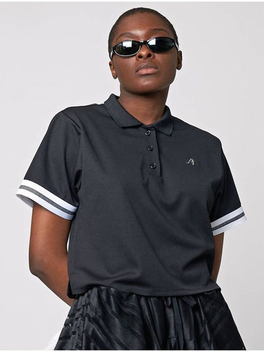 Crop Polo G Polo Shirt Black - ATHPLATFORM - BALAAN 1