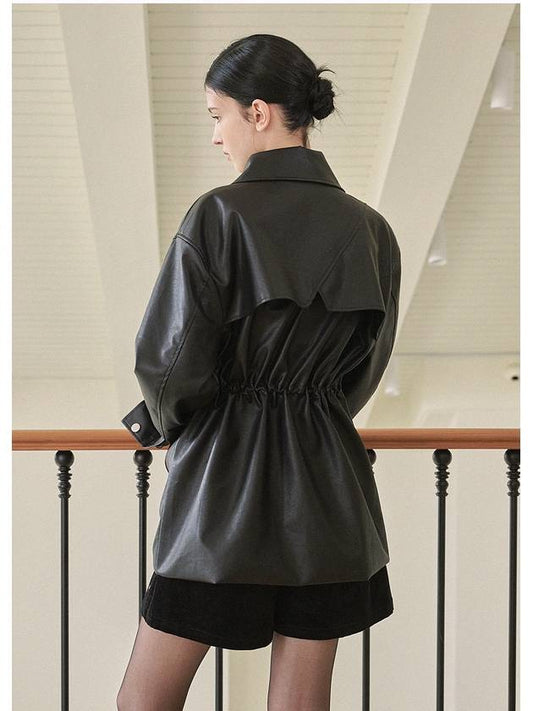 Sweetheart Cape Leather Half Coat - MICANE - BALAAN 2