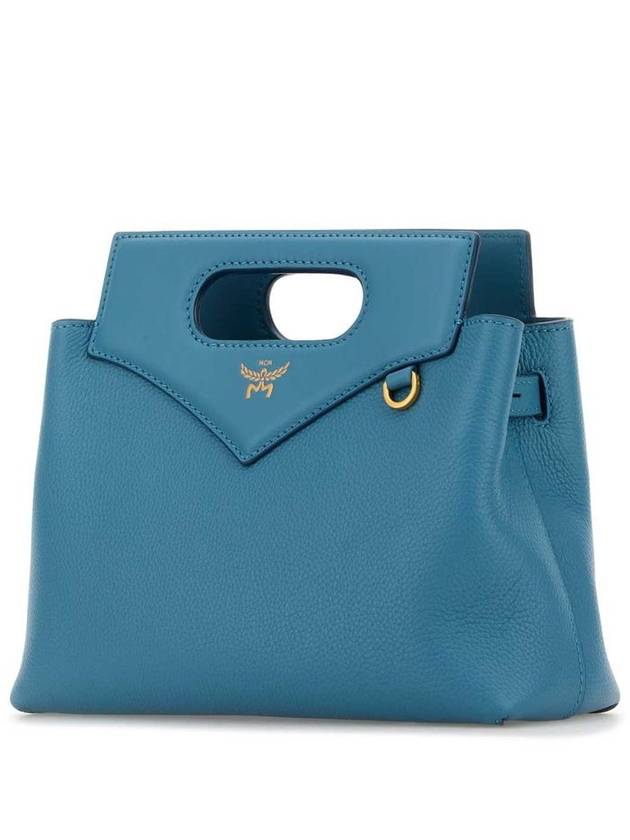 Soft Diamond Embossed Leather Tote Bag Light Blue - MCM - BALAAN 3