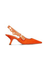 J'adior Embroidered Cotton Slingback Heels Orange - DIOR - BALAAN 1