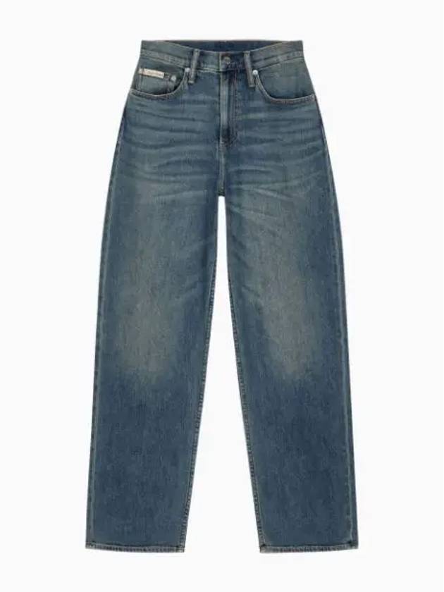 Jeans High Rise Loose Fit Denim Jeans Mid Blue - CALVIN KLEIN - BALAAN 2