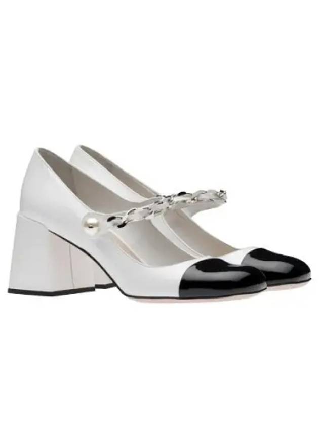 Metal Chain Patent Leather Pumps White - MIU MIU - BALAAN 2