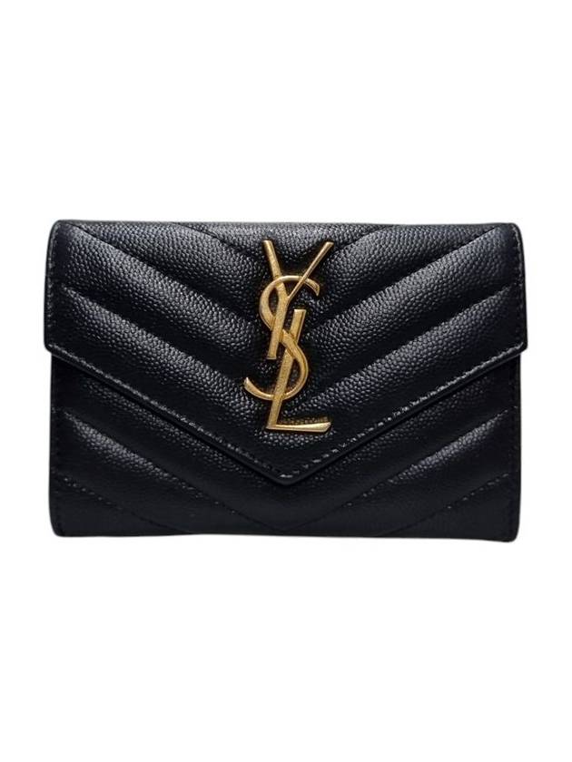 414404 Monogram Envelope Gold Logo Card Business Wallet - SAINT LAURENT - BALAAN 1