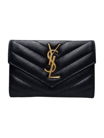 414404 Monogram Envelope Gold Logo Card Business Wallet - SAINT LAURENT - BALAAN 1