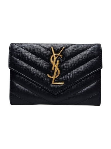 414404 Monogram Envelope Gold Logo Card Business Wallet - SAINT LAURENT - BALAAN 1