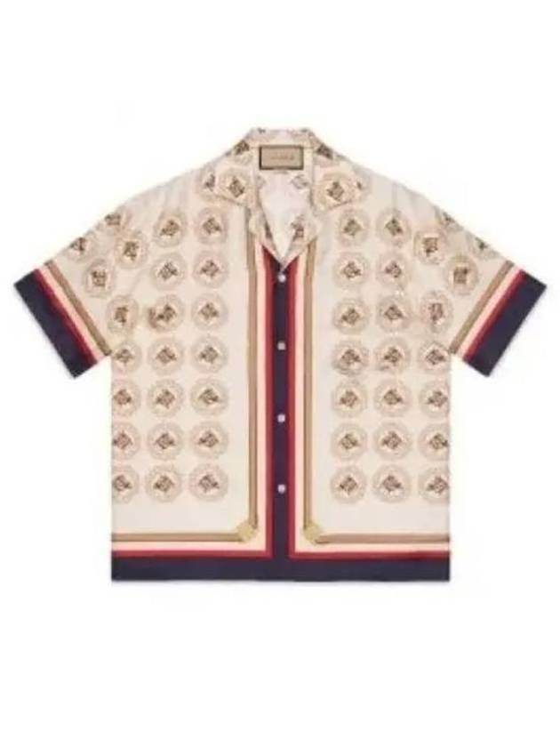 Silk Twill Equestrian Print Shirt Ivory Gold - GUCCI - BALAAN 2