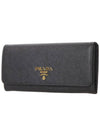 Metal Logo Saffiano Long Wallet Black - PRADA - BALAAN 3