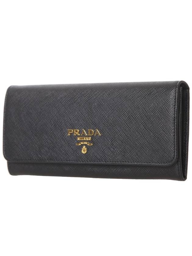 Metal Logo Saffiano Long Wallet Black - PRADA - BALAAN 3