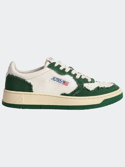 Medalist Bicolor Canvas Leather Low Top Sneakers White Green - AUTRY - BALAAN 2