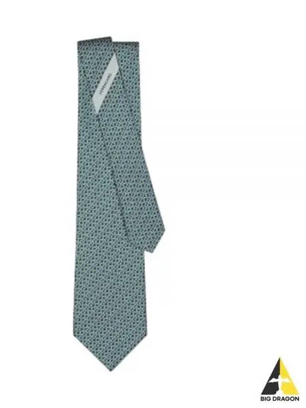 Men's Gancini Logo Silk Tie Green - SALVATORE FERRAGAMO - BALAAN 2