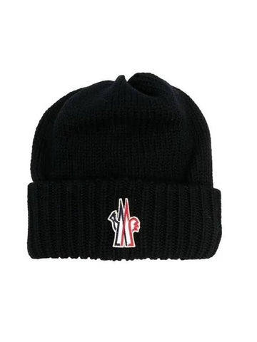 Logo Wool Beanie Black - MONCLER - BALAAN 1