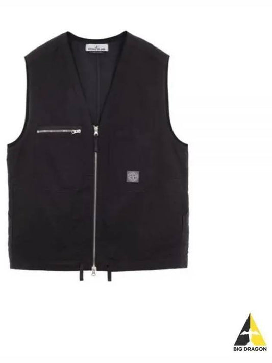 Cupro Cotton Twill TC Logo Patch Vest Black - STONE ISLAND - BALAAN 2