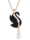 Iconic Swan Pendant Necklace Black Rose Gold - SWAROVSKI - BALAAN 3