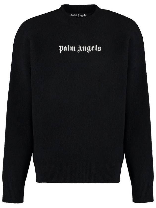 Embroidered Logo Knit Top Black - PALM ANGELS - BALAAN 2